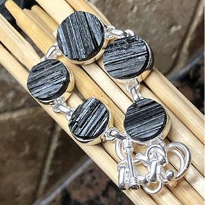 BLACK TOURMALINE Bracelet for Men | Graduation Gifts | 925 Sterling Silver | Handmade Gift | Mens Tourmaline Bracelet | Gift for Her Jewelry