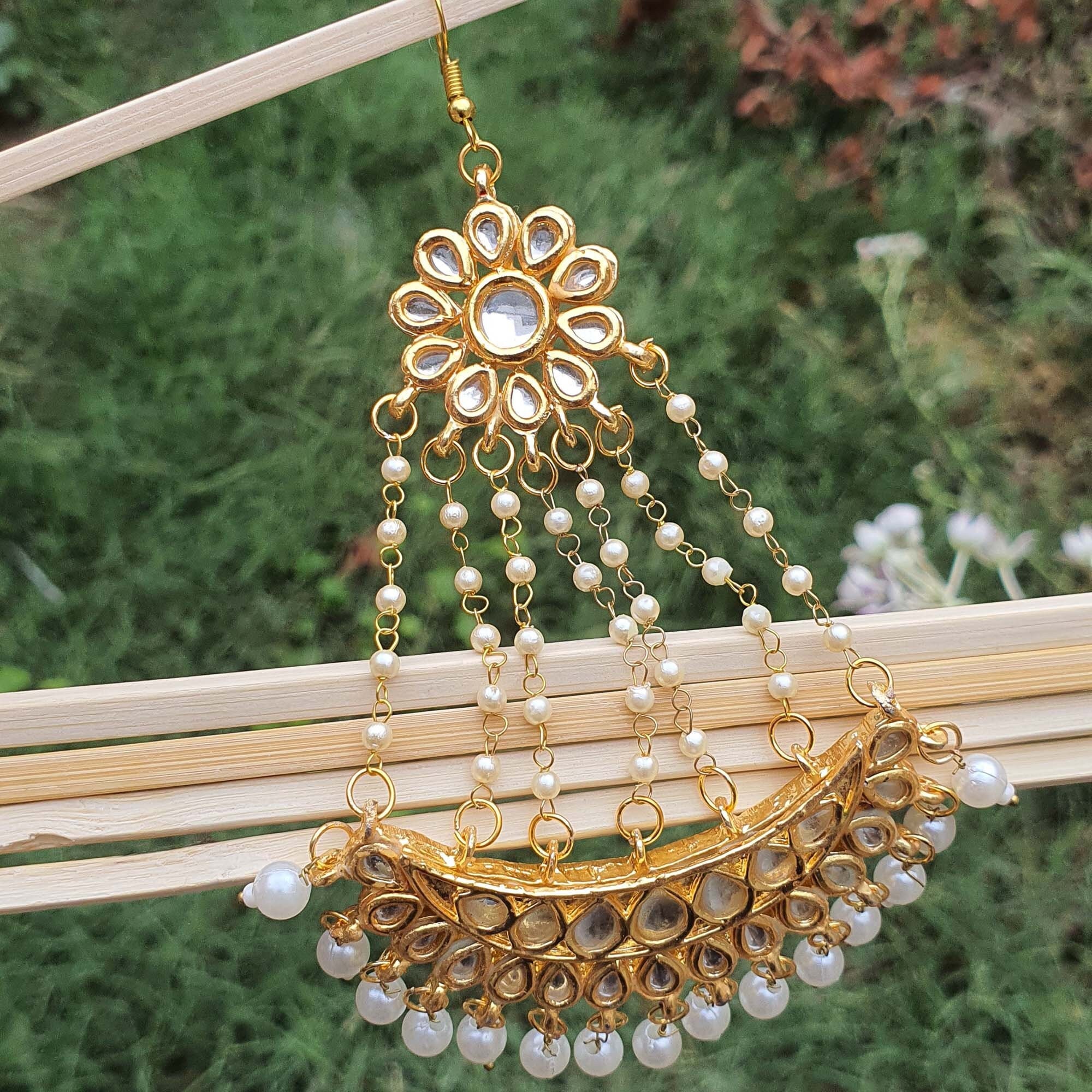 Jhumar Gold Plated Headpiece Passa Punjabi Jewelry-Side Tikka-Indian  Jewelry-Handmade Wedding Jewelry-Kundan Passa for Women-Trendy Passa -   Portugal