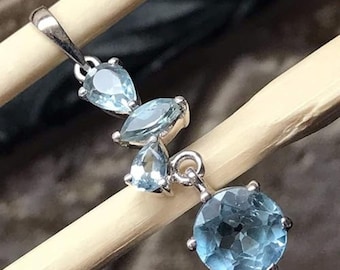 Multi Blue Topaz Pendant for Necklace | Sterling Silver Pendants | Sky Blue Topaz | Handmade Blue Topaz Jewelry | Birthstone Gift for her