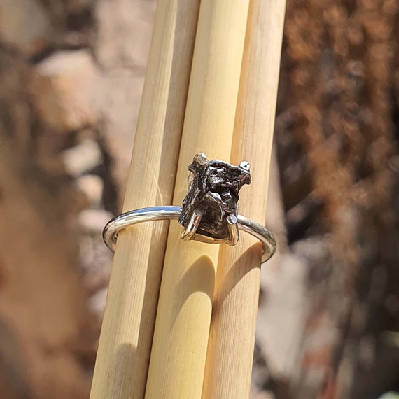 METEORITE Ring | Campo Del Cielo | Space Astronomy Gifts | Outer Space | Handmade Jewelry | Meteorite Jewelry | Metal Stone Ring | Mom Gift