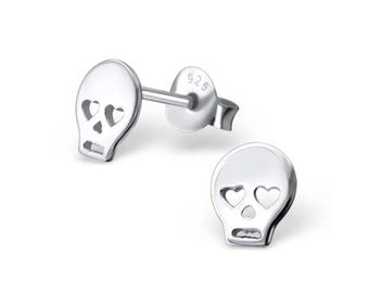 Tiny Sterling Silver Skull Stud Earrings |  Skeleton Jewelry | Mens Skull Earring | Gift for her