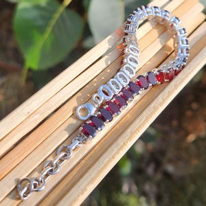 Garnet Bracelet for Men | Silver Bracelet | Garnet Bracelet for Women | Boho | Statement | Mens Garnet Jewelry | Anniversary Gift for Her
