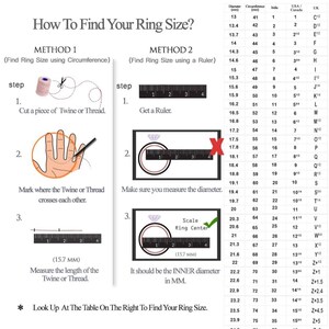 K&ouml;nnte beinhalten: Eine Tabelle mit zwei Methoden zur Bestimmung Ihrer Ringgr&ouml;&szlig;e. Die erste Methode verwendet ein St&uuml;ck Schnur oder Faden, um den Umfang Ihres Fingers zu messen. Die zweite Methode verwendet ein Lineal, um den Innendurchmesser eines Rings zu messen. Eine Tabelle zeigt Ringgr&ouml;&szlig;en in den USA, Gro&szlig;britannien und Indien sowie die entsprechenden Umfangs- und Durchmesserma&szlig;e in Millimetern.