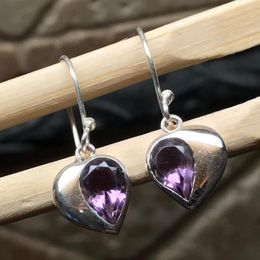 Argento Sterling .925 Con Zirconi E Ametista Creata Orecchini
