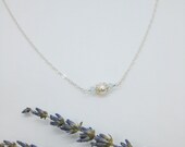 Dainty Aquamarine Pearl Gemstone Choker Necklace on Sterling Silver or 14k Gold Filled Chain Gift ideas for Her March Birthstone Gift Ideas