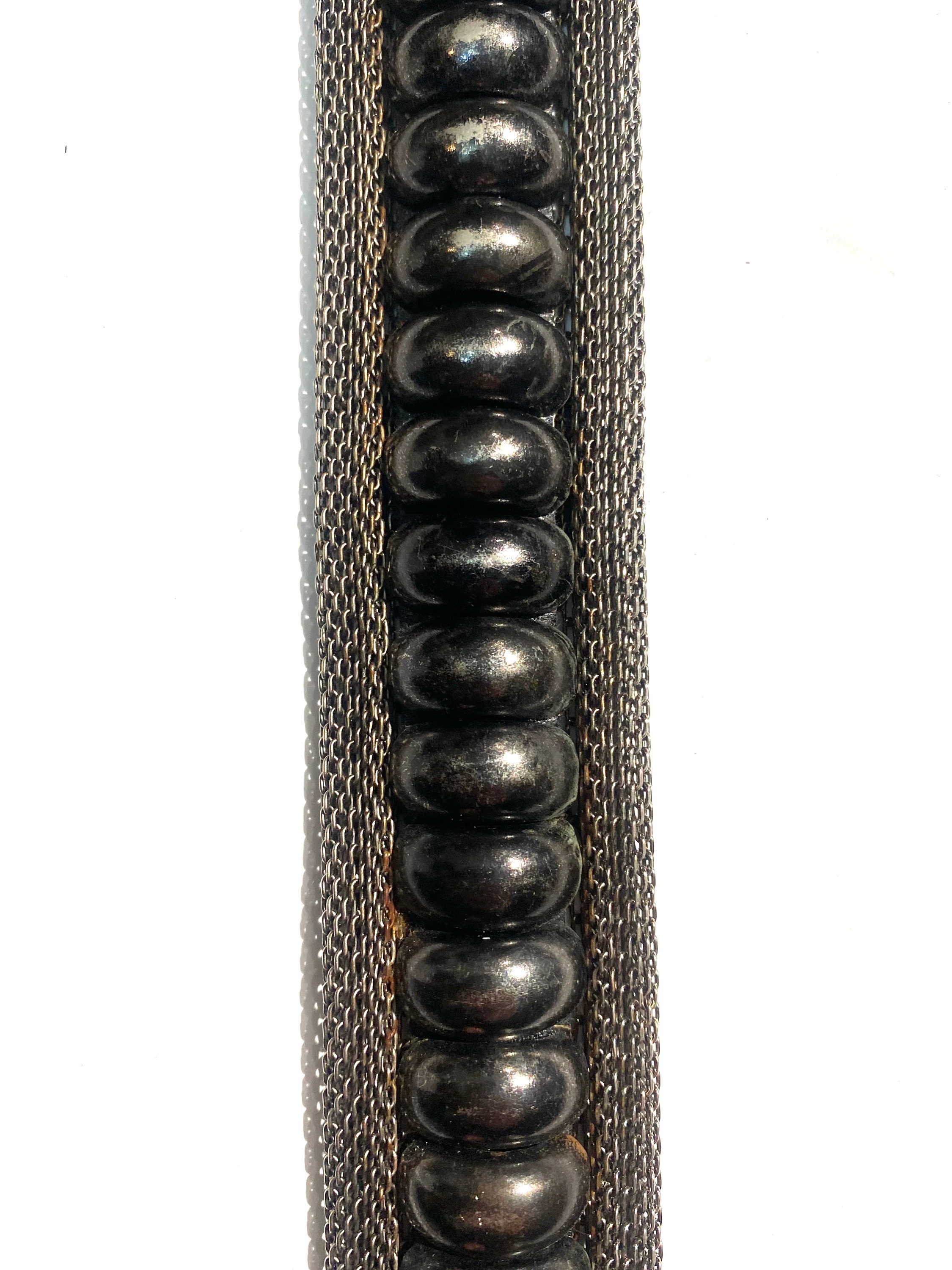 Krizia 80s Rocker Style Belt, Metal Mesh, Studs and Black