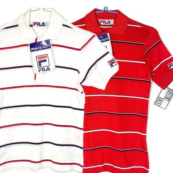 Fila 80s NWT Iconic Brand Colors Striped Polo Shirt, Finest Scotland Yarn  Mercerised Cotton, With Tags -  Canada