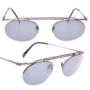 Neostyle coolest oval sunglasses / half rim frames in antique purple metal, NOS 90s Germany