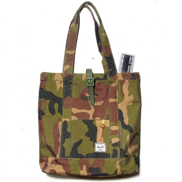 Herschel bomber military camo tote / shoulder all day unisex canvas bag, early 2000 never used
