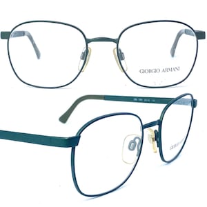 Giorgio Armani square military green eyeglasses frames, NOS 1980s ITALY