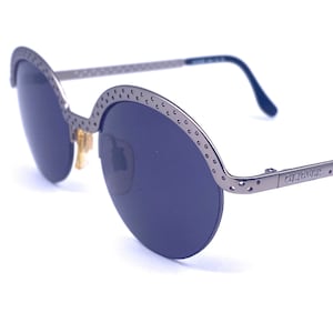 Oliver Valentino 1832 round dotted silver metal sunglasses made in Italy, 1990s NOS