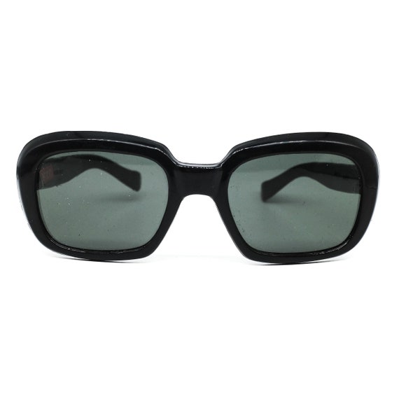 Samco Rare Oversized Glossy Black Acetate Square Sunglasses  display picture 3
