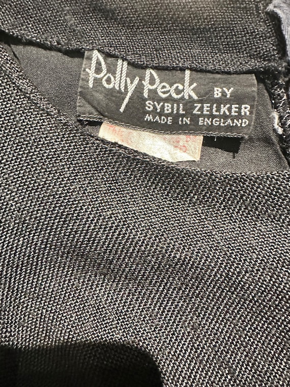 Polly Peck by Sybil Zelker 1960s black linen dress w … Gem