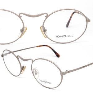 Romeo Gigli RG25 minimal oval shaped matt silver metallic eyeglasses frames, NOS 80s Italy