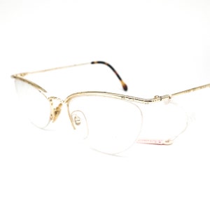 Anne Marie Perris X015 vintage lussuoso cateye dorato con spesse montature per occhiali browline placcate in oro 23k, nos anni &#39;80 Italia