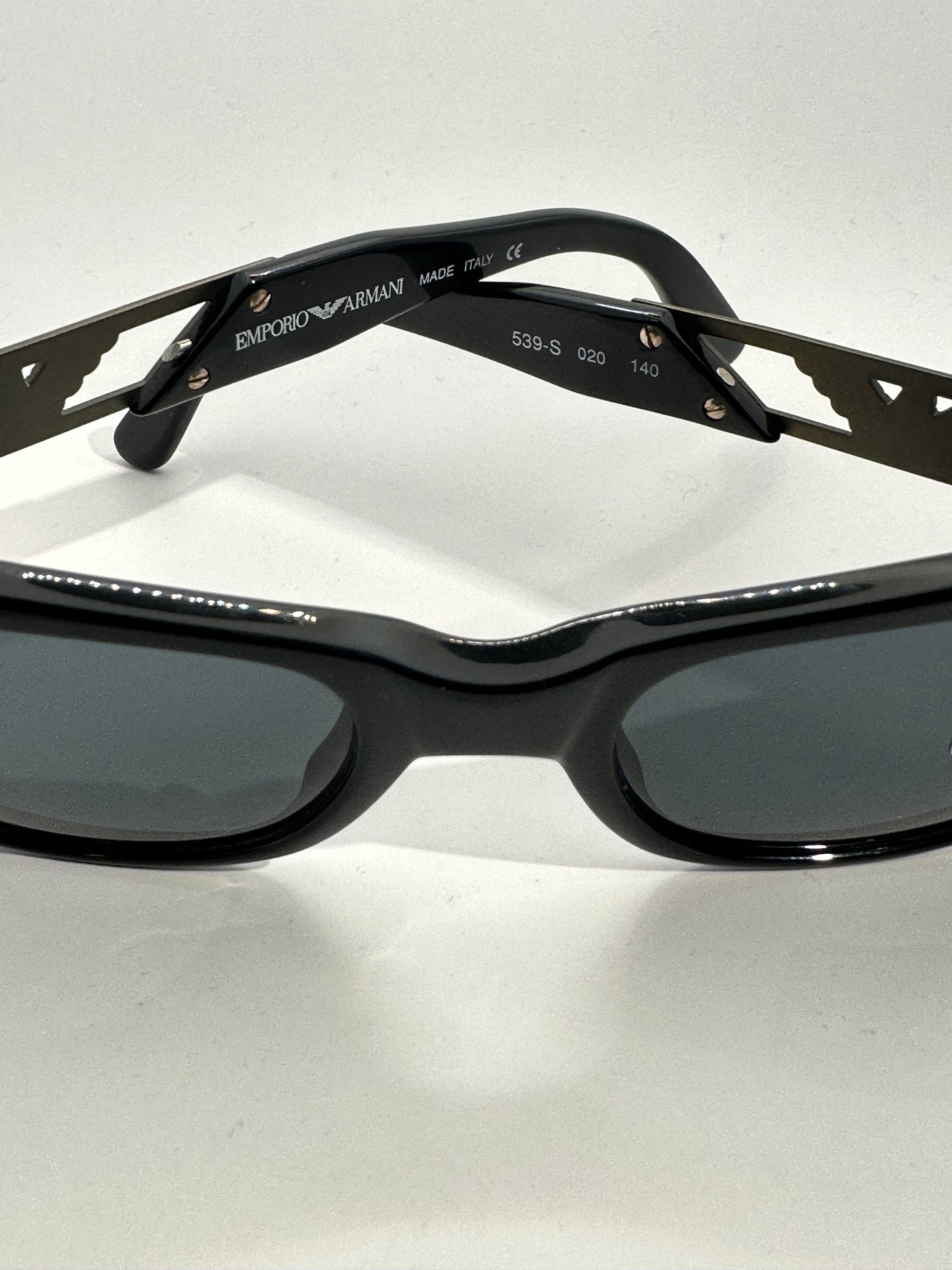 Emporio Armani 539 S Black Square Sunglasses With Eagle Logo