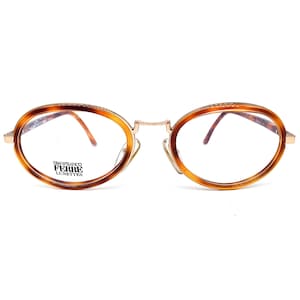 Gianfranco Ferre GFF 61 classic round blonde cello eyeglasses, 1980s NOS Italy