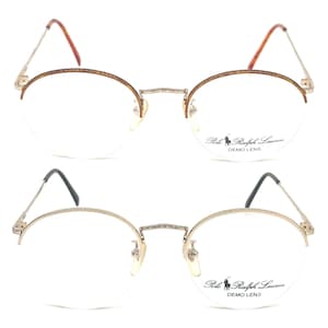 Ralph Lauren Polo Classic XX old school pantos eyeglasses frames w half rimmed mount, NOS 80s Italy