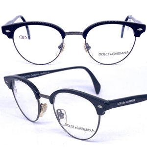 Dolce & Gabbana 900 pantos club-master style montature per occhiali browline argento / nero, NOS anni &#39;90 Italia