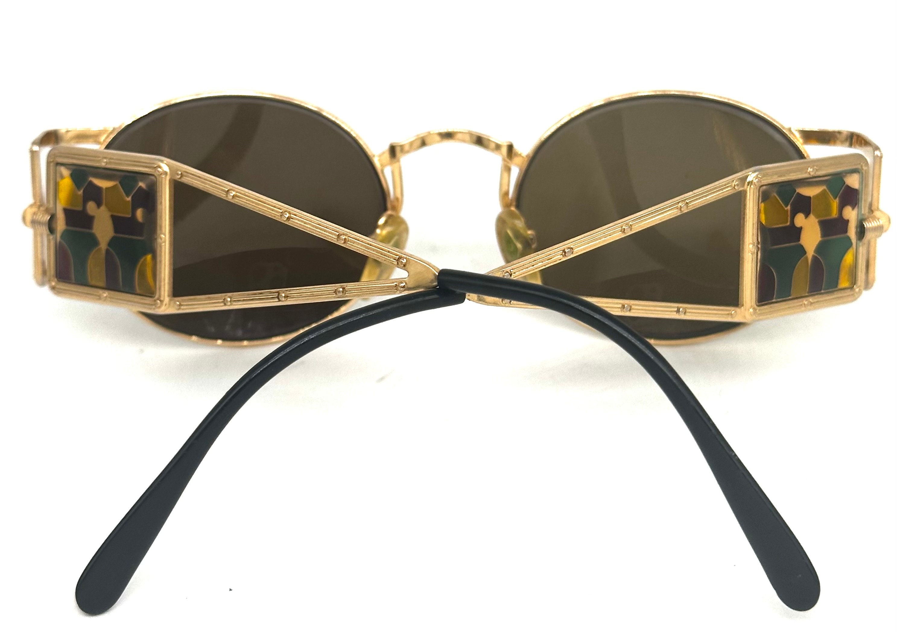Jean Paul Gaultier 56-4672 Rare Gold Plated Round Steampunk
