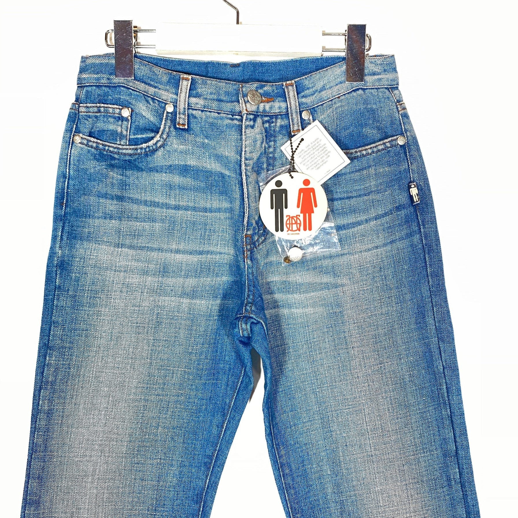 Jean Paul Gaultier 90s NOS Straight Blue Jeans “used Look, Mint