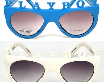 Playboy zeldzame vintage zonnebril hardrubberen frame met 3D geëxtrudeerd logo jaren 90 NOS