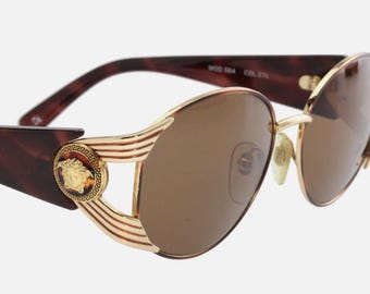 Gianni Versace S64 90s biggie medusa tort gold Sunglasses oversized great condition