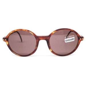 Giugiaro G801s vintage round retro cello sunglasses with satin gold temples, 1980s NOS Italy