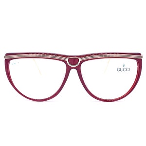 Gucci 2303 burgundy & carved gold ladies eyeglasses frames made in Italy, 1980s NoS