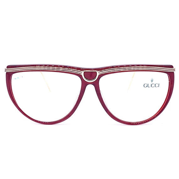 Gucci 2303 burgundy & carved gold ladies eyeglass… - image 1