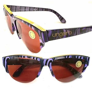 Ungaro Persol 502 purple-black cateye w gold brows & logo, NoS 80s hand made in Italy