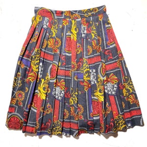 Armorica baroque pleated skirt made in 100% natural viscose fibre, Italy 90s sz 40