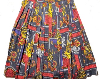 Armorica baroque pleated skirt made in 100% natural viscose fibre, Italy 90s sz 40