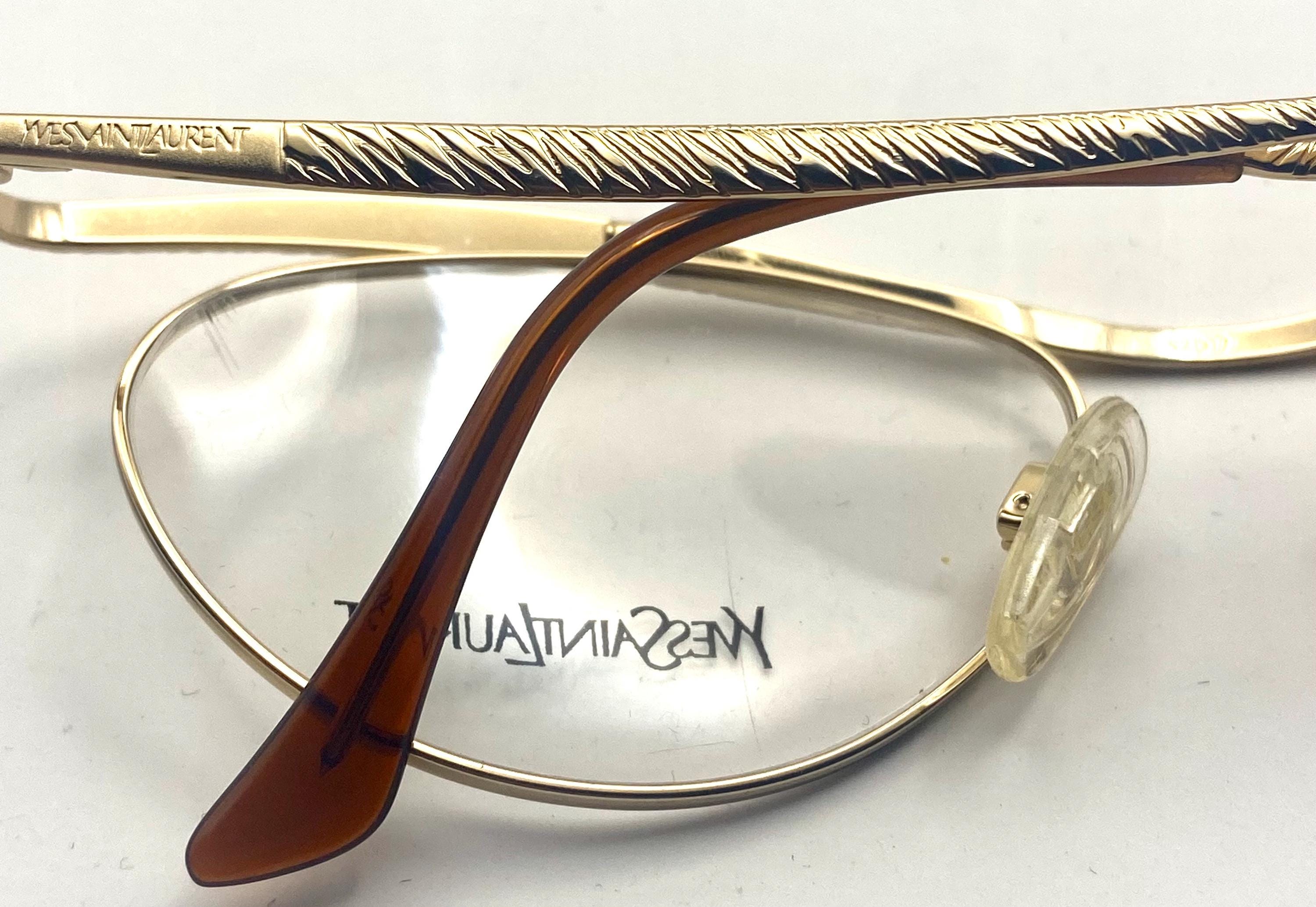 YSL Saint Laurent 4047 Modernist Golden Cateye Frames With Carved