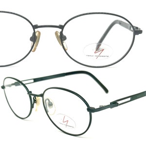 Occhiali da vista Yohji Yamamoto 51-5109 verde petrolio ovali realizzati in Giappone, anni &#39;90 NOS