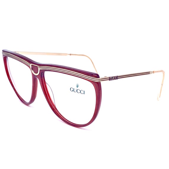 Gucci 2303 burgundy & carved gold ladies eyeglass… - image 4