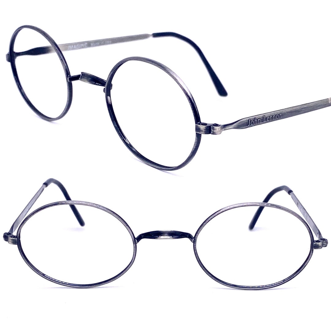 John Lennon imagine Eyeglasses, Oval Gunmetal Retro Styled Frames Made