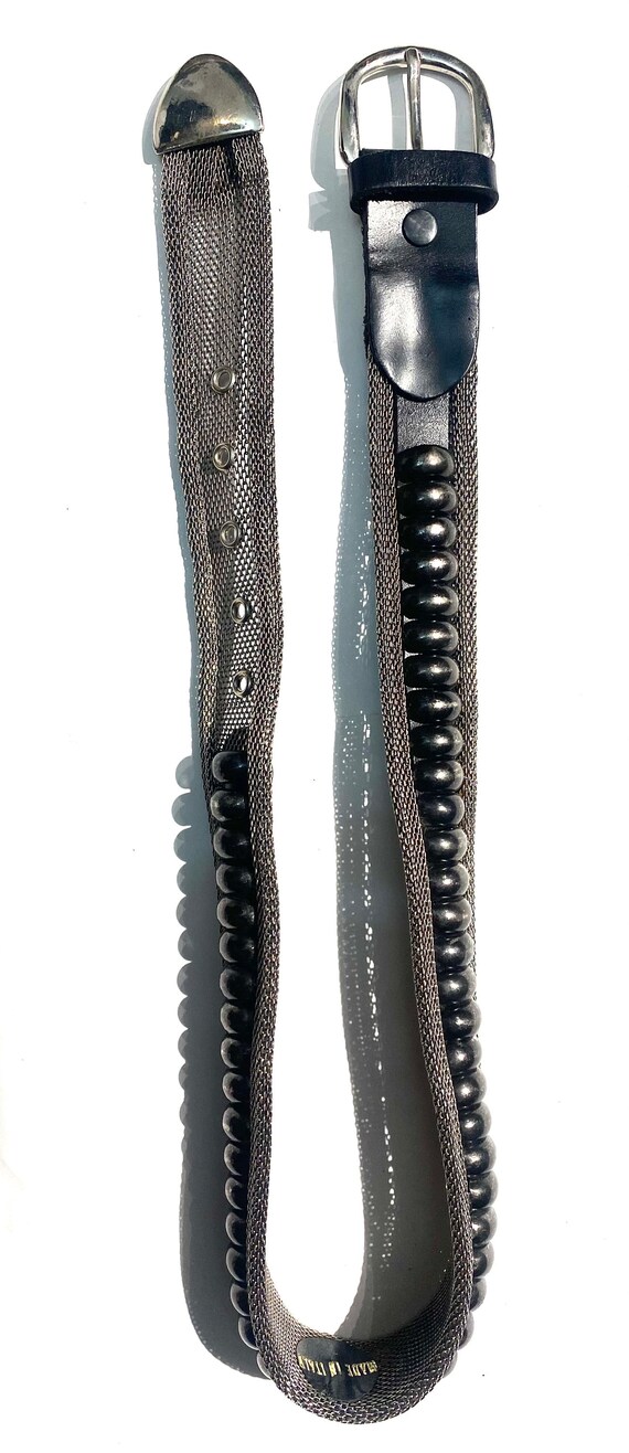 Krizia 80s Rocker Style Belt, Metal Mesh, Studs and Black