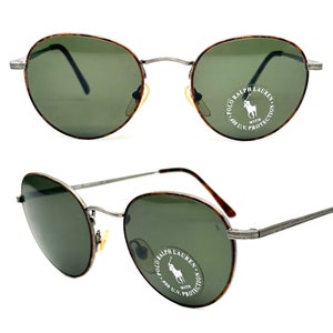 Ralph Lauren Polo 750/S classic round metal sunglasses w tortoise rims and tempered crystal lenses, NOS 90s Italy