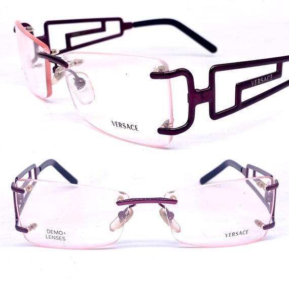 Versace M57 Rimless Purple Metal Rectangular Frames W Cutoff  display picture 1