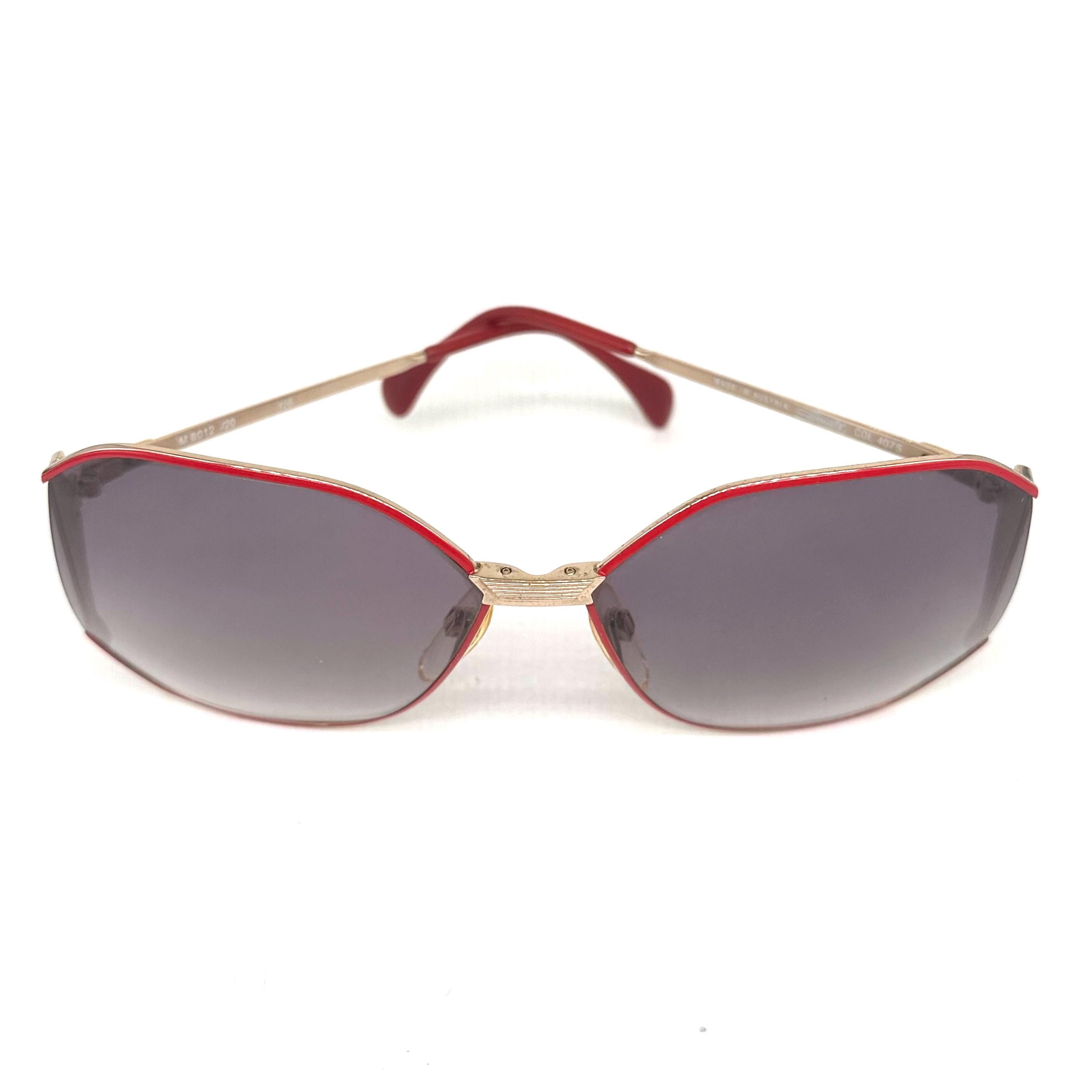 Silhouette 8012 Red and Gold Oval Squared Sunglasses, 1980s 
