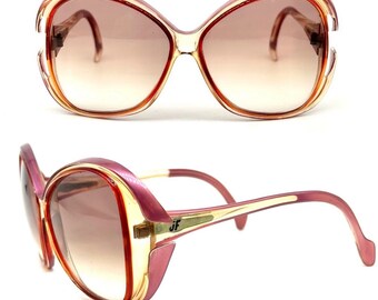 Lunettes De Soleil Vintage Oversize Jacques Fath Années 70 - Monture Violette - Occasion