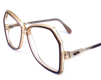 Cazal 151 square oversized clear/brown eyeglasses frames, 80s W.Germany NOS