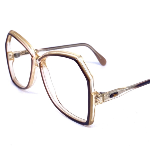 Cazal 151 square oversized clear/brown eyeglasses frames, 80s W.Germany NOS