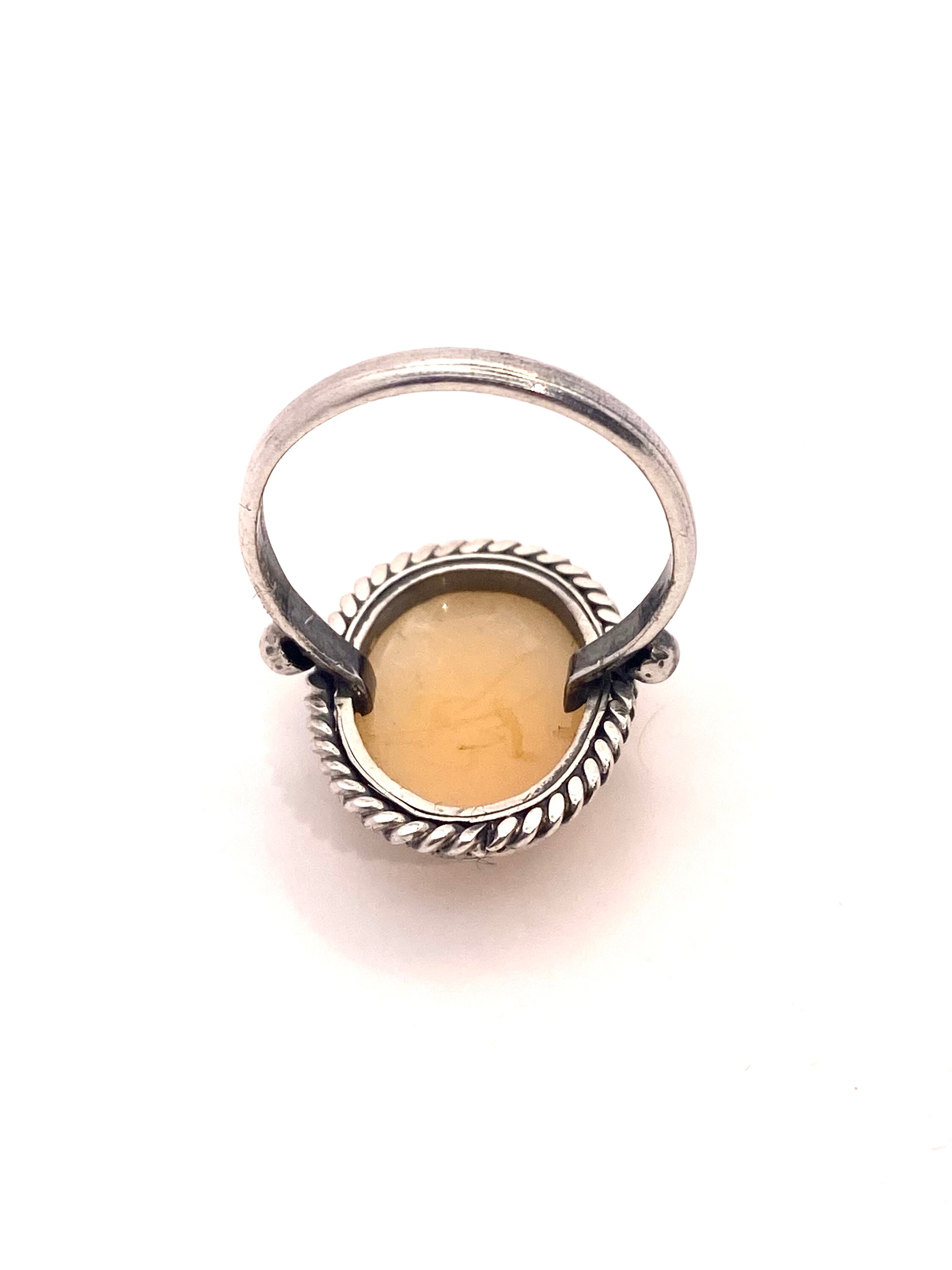 Bague Ancienne Camée Coquillage Sur Argent Massif 925 - Taille 54.5, Occasion Usure D'usage