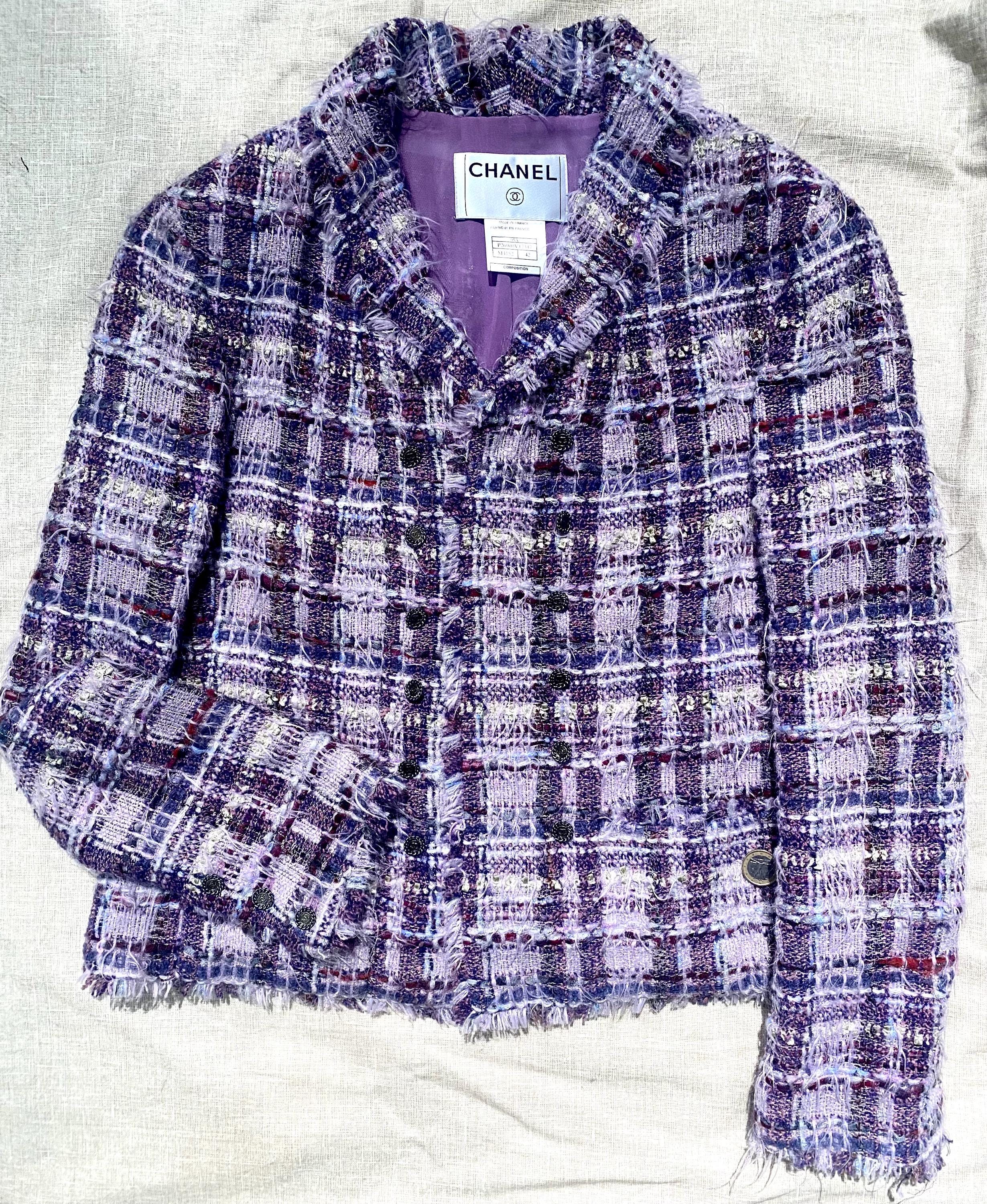 Chanel Rare Soft Lesage Purple/lavender Tweed Blazer Jacket Sz 42