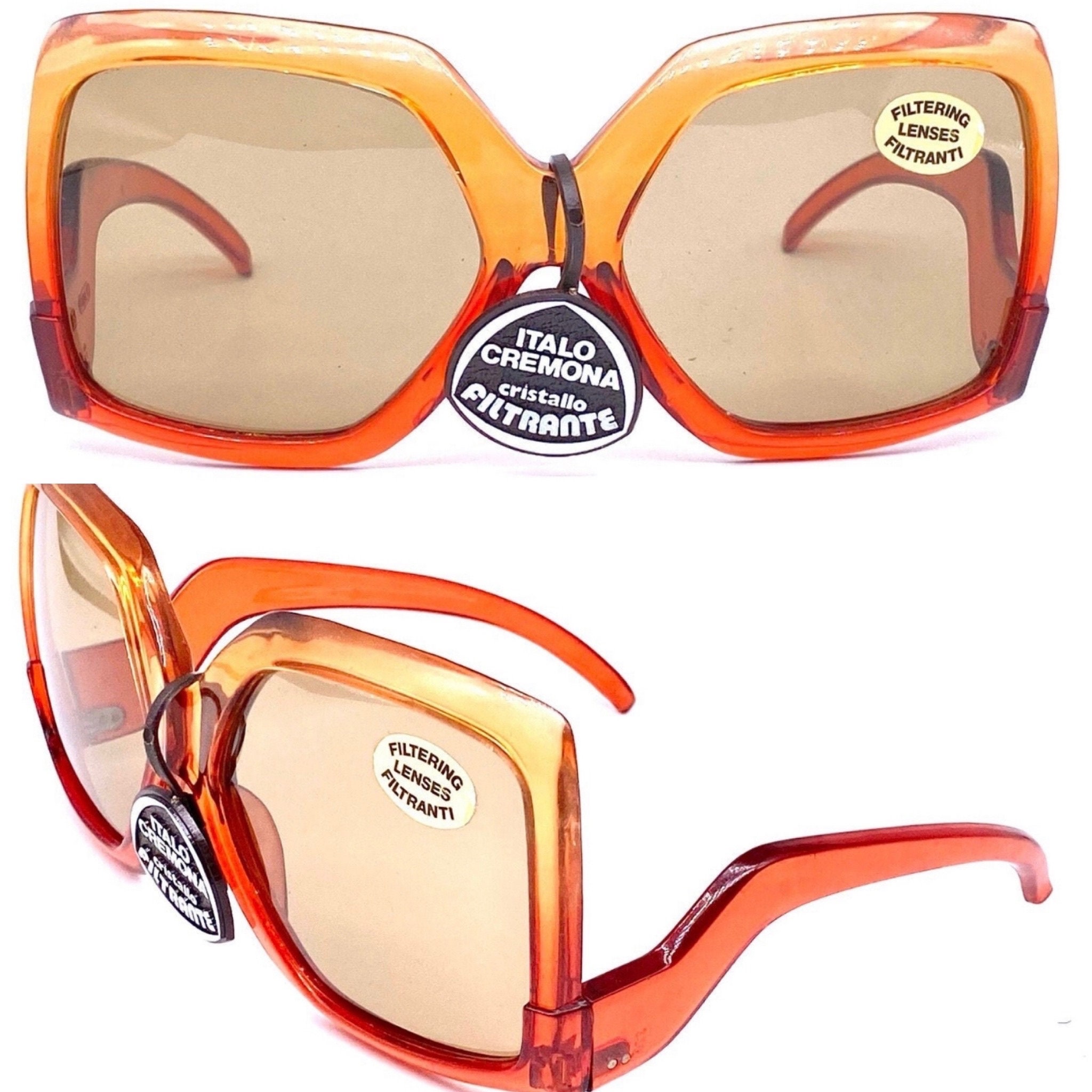 Italocremona Iconic 1970s Funky Oversized Sunglasses, Orange 
