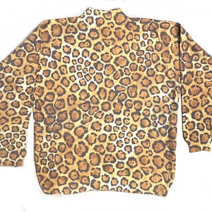 Leopard / Animalier knit turtleneck jumper slim fit, 80s as new.