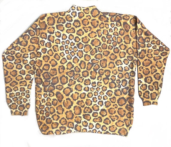 Leopard / Animalier knit turtleneck jumper slim f… - image 1