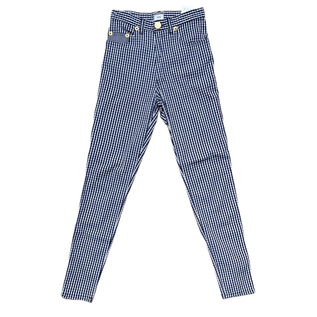 Moschino Jeans Checkered Blue and White Pant Size 27 Made in